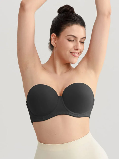 CurvyPower | UK Bra Black / 36B/C Push-Up Underwire Strapless Bra