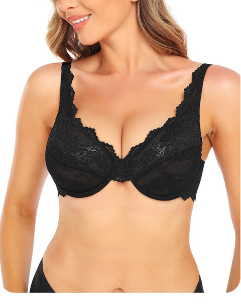 Soutien-Gorge Push-Up Élégant En Dentelle À Décolleté Plongeant - CurvyPower