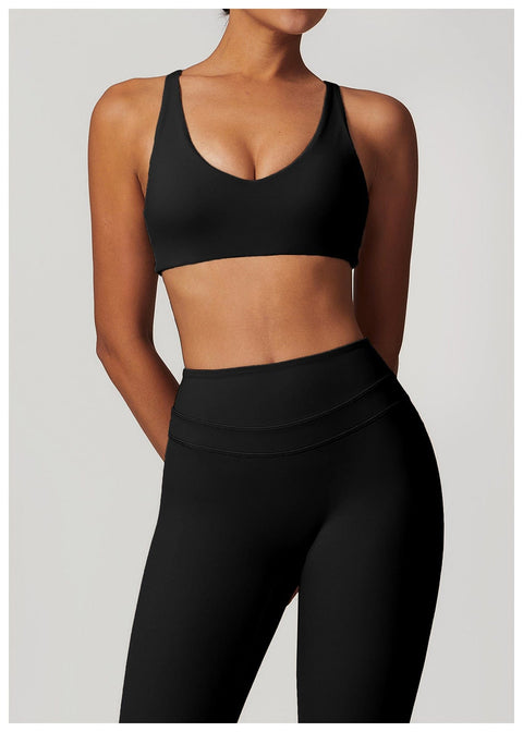 CurvyPower | FR Brassière Noir / S Brassière De Sport Sans Armature À Bretelles Croisées Réglables