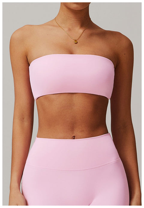CurvyPower | FR Brassière de Sport Rose Poudré / S Brassière Bandeau Sport et Yoga Sans Armature Pour Femmes