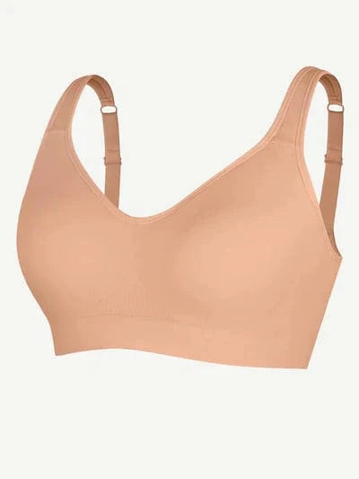 Soutien-Gorge Push-Up Sans Armature à Larges Bretelles Beige Pour Femmes