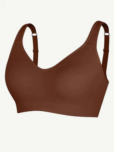 Soutien-Gorge Push-Up Sans Armature à Larges Bretelles Marron Pour Femmes