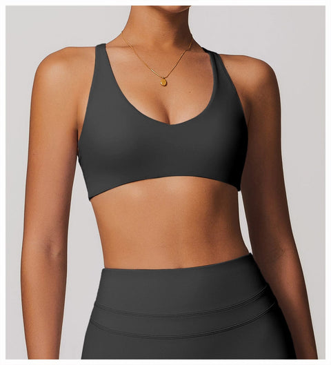 CurvyPower | FR Brassière Gris / S Brassière De Sport Sans Armature À Bretelles Croisées Réglables