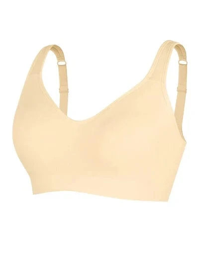 Soutien-Gorge Push-Up Sans Armature à Larges Bretelles Beige Pour Femmes