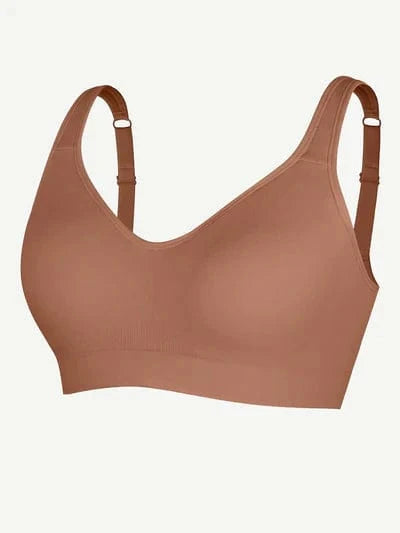 Soutien-Gorge Push-Up Sans Armature à Larges Bretelles Marron clair Pour Femmes