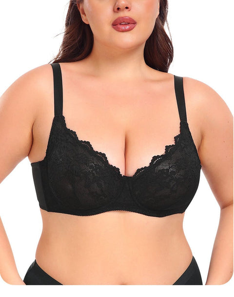 CurvyPower | FR Bras Soutien-Gorge Push-Up Dentelle Fine à Armature Acier Pour Femmes