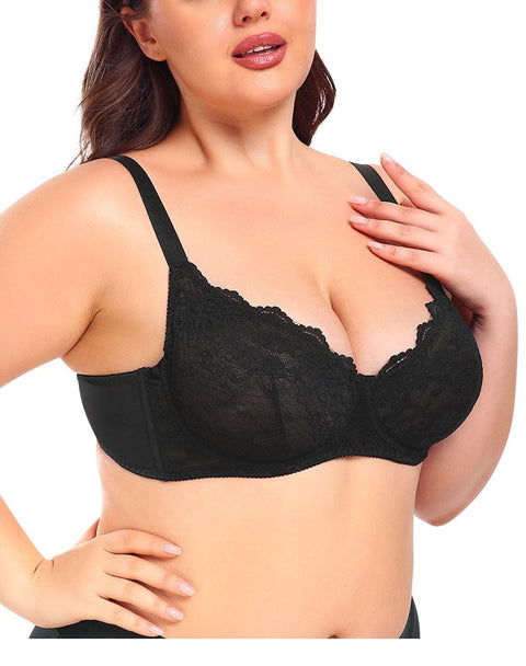 CurvyPower | FR Bras Soutien-Gorge Push-Up Dentelle Fine à Armature Acier Pour Femmes