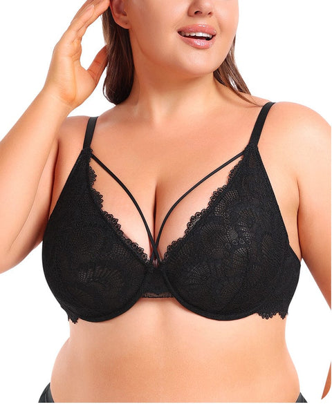 Soutien-Gorge Dentelle Ultra Fin à Maintien Fort Avec Armature Pour Femmes - CurvyPower