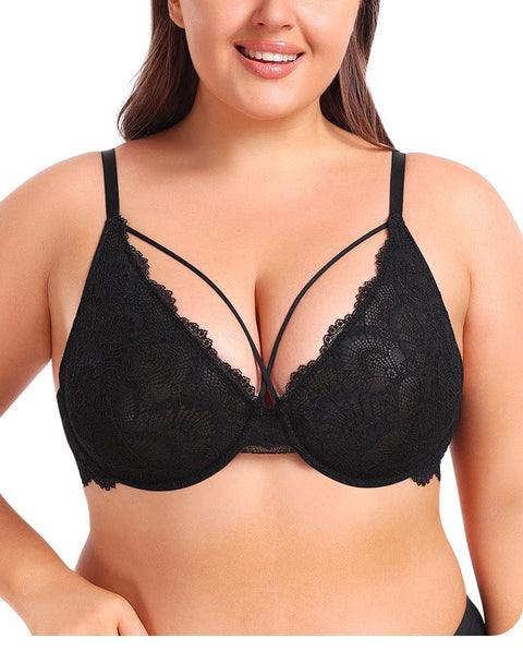 Soutien-Gorge Dentelle Ultra Fin à Maintien Fort Avec Armature Pour Femmes - CurvyPower