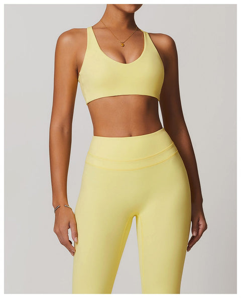 CurvyPower | FR Brassière Jaune / S Brassière De Sport Sans Armature À Bretelles Croisées Réglables