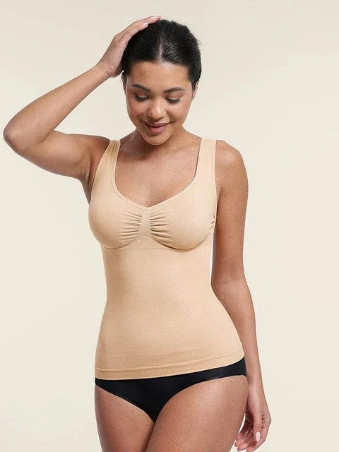Camisole Gainante Sans Couture À Soutien Poitrine et Ventre Plat Beige Pour Femmes