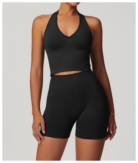 CurvyPower | FR Débardeur Noir / S Débardeur Gainant Sans Couture Dos Nu Col Halter