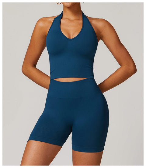 CurvyPower | FR Débardeur Bleu / S Débardeur Gainant Sans Couture Dos Nu Col Halter