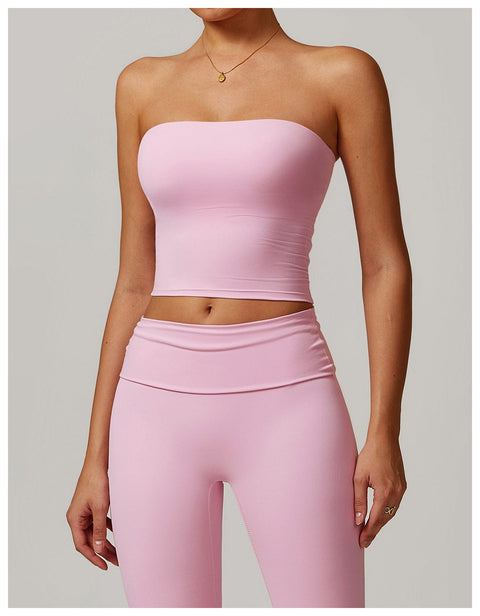 CurvyPower | UK Crop Top Cherry Blossom Pink / S Seamless Strapless Quick-Dry Shaping Tube Top for Women