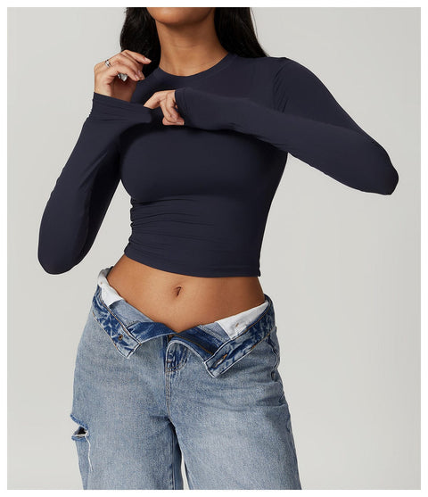 CurvyPower | Be You ! Gris Anthracite / S Top Gainant Manches Longues Sans Couture