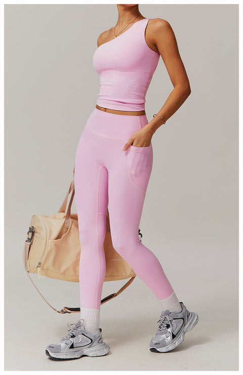 CurvyPower | FR Crop Top Crop Top Gainant Une Épaule Avec Coussinets Amovibles Pour Femmes