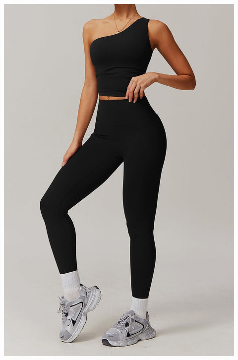 CurvyPower | FR Crop Top Crop Top Gainant Une Épaule Avec Coussinets Amovibles Pour Femmes