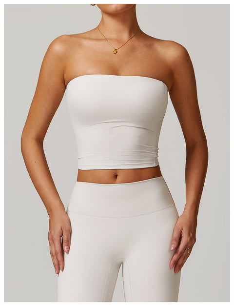 CurvyPower | UK Crop Top Pearl Grey / S Seamless Strapless Quick-Dry Shaping Tube Top for Women