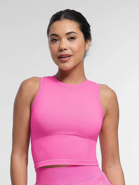 CurvyPower | FR Crop Top Rose / S Brassière De Sport Sans Couture À Bonnets Amovibles Pour Yoga et Fitness