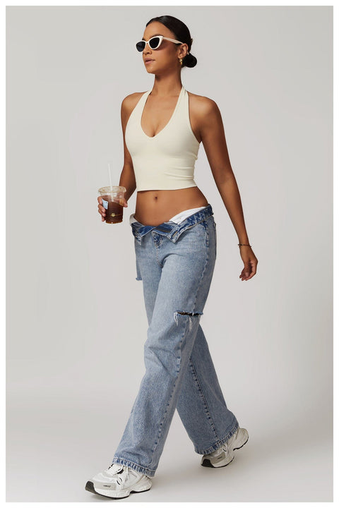 CurvyPower | FR Débardeur Débardeur Gainant Sans Couture Dos Nu Col Halter