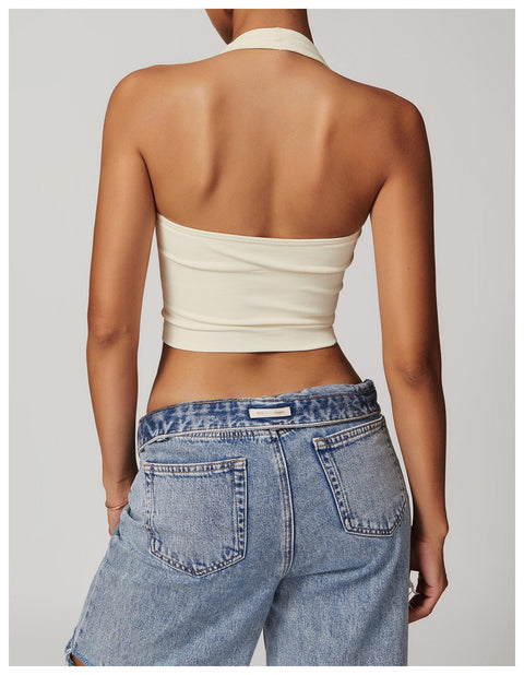CurvyPower | FR Débardeur Débardeur Gainant Sans Couture Dos Nu Col Halter