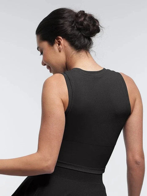 CurvyPower | UK Crop Top Seamless Supportive Sport Yoga Active Wear Crop Top with Built-In Bra & Adjustable Cups