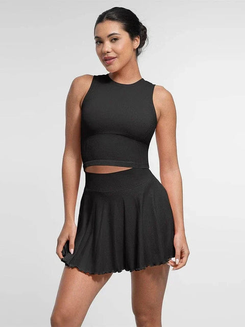 CurvyPower | UK Crop Top Seamless Supportive Sport Yoga Active Wear Crop Top with Built-In Bra & Adjustable Cups
