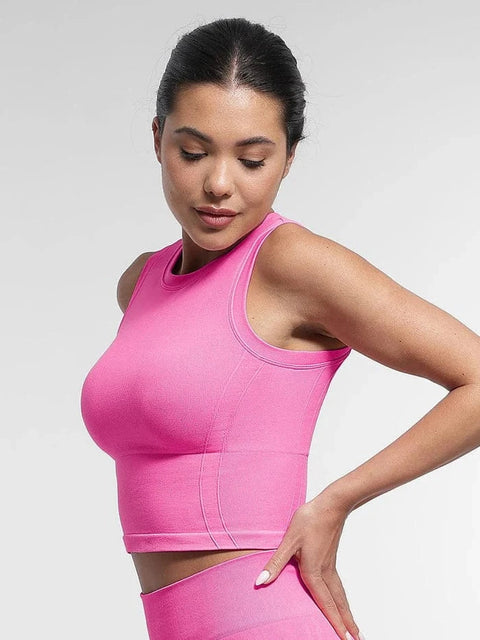 CurvyPower | FR Crop Top Brassière De Sport Sans Couture À Bonnets Amovibles Pour Yoga et Fitness
