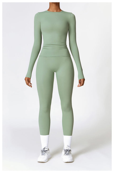CurvyPower | FR Top Gainant Manches Longues Col Rond Yoga et Fitness Pour Femmes