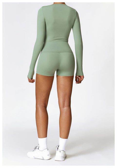 CurvyPower | FR Top Gainant Manches Longues Col Rond Yoga et Fitness Pour Femmes