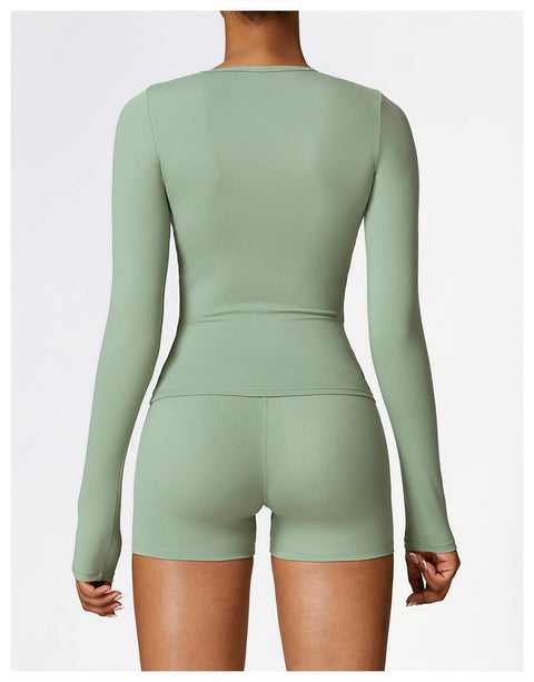 CurvyPower | FR Top Gainant Manches Longues Col Rond Yoga et Fitness Pour Femmes