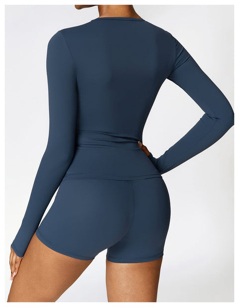 CurvyPower | FR Top Gainant Manches Longues Col Rond Yoga et Fitness Pour Femmes