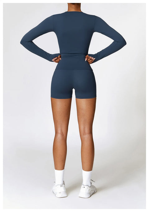 CurvyPower | FR Top Gainant Manches Longues Col Rond Yoga et Fitness Pour Femmes