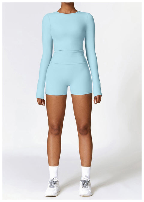 CurvyPower | FR Top Gainant Manches Longues Col Rond Yoga et Fitness Pour Femmes