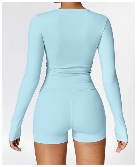 CurvyPower | FR Top Gainant Manches Longues Col Rond Yoga et Fitness Pour Femmes