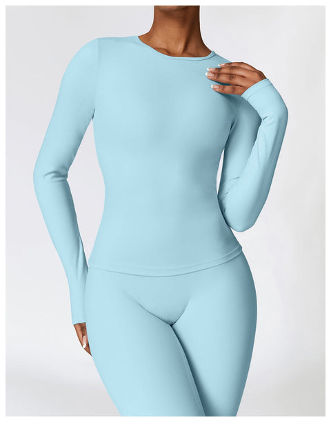 CurvyPower | FR Top Gainant Manches Longues Col Rond Yoga et Fitness Pour Femmes