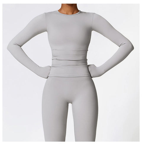 CurvyPower | FR Top Gainant Manches Longues Col Rond Yoga et Fitness Pour Femmes