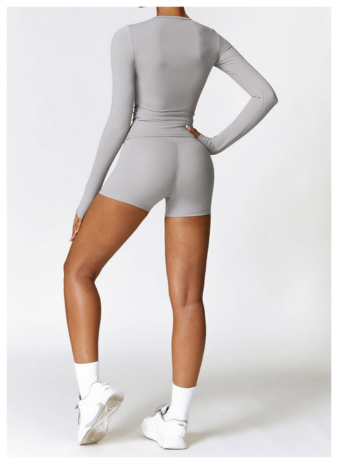 CurvyPower | FR Top Gainant Manches Longues Col Rond Yoga et Fitness Pour Femmes