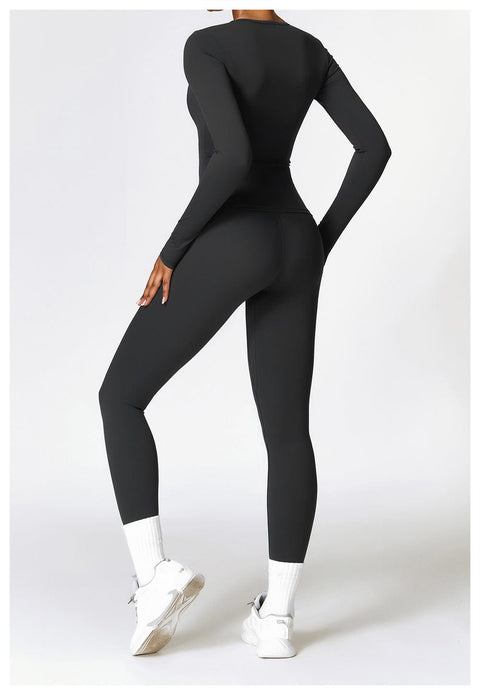 CurvyPower | FR Top Gainant Manches Longues Col Rond Yoga et Fitness Pour Femmes
