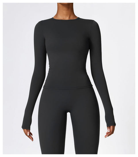 CurvyPower | FR Top Gainant Manches Longues Col Rond Yoga et Fitness Pour Femmes
