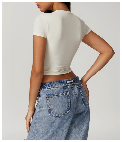 CurvyPower | FR Crop Top Gainant Séchage Rapide Respirant et Extensible Pour Femmes