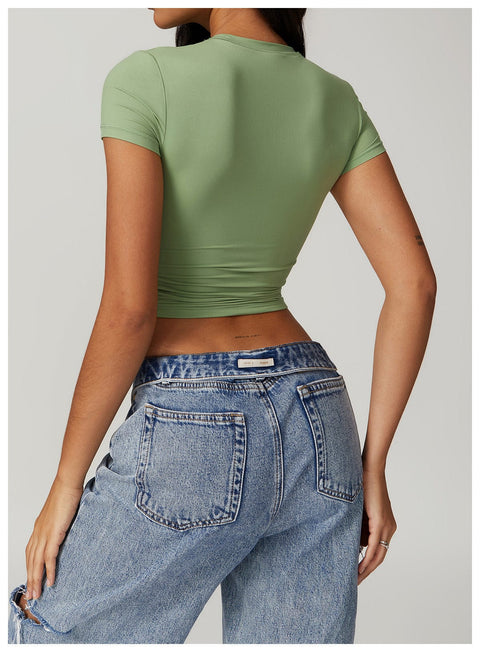 CurvyPower | FR Crop Top Gainant Séchage Rapide Respirant et Extensible Pour Femmes