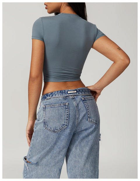CurvyPower | FR Crop Top Gainant Séchage Rapide Respirant et Extensible Pour Femmes