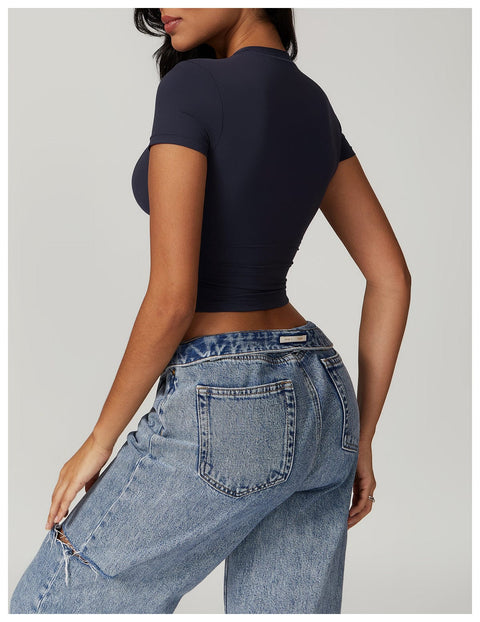 CurvyPower | FR Crop Top Gainant Séchage Rapide Respirant et Extensible Pour Femmes