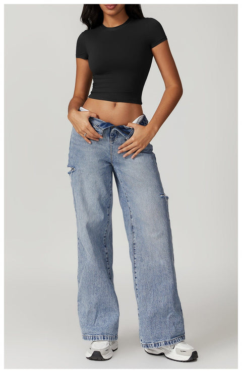 CurvyPower | FR Crop Top Gainant Séchage Rapide Respirant et Extensible Pour Femmes