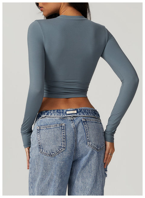 Top Gainant Manches Longues Sans Couture Pour Le Yoga - CurvyPower