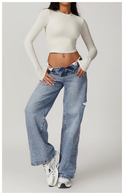 Top Gainant Manches Longues Sans Couture Pour Le Yoga - CurvyPower