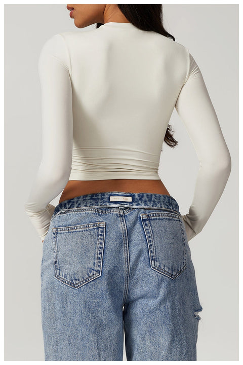 Top Gainant Manches Longues Sans Couture Pour Le Yoga - CurvyPower