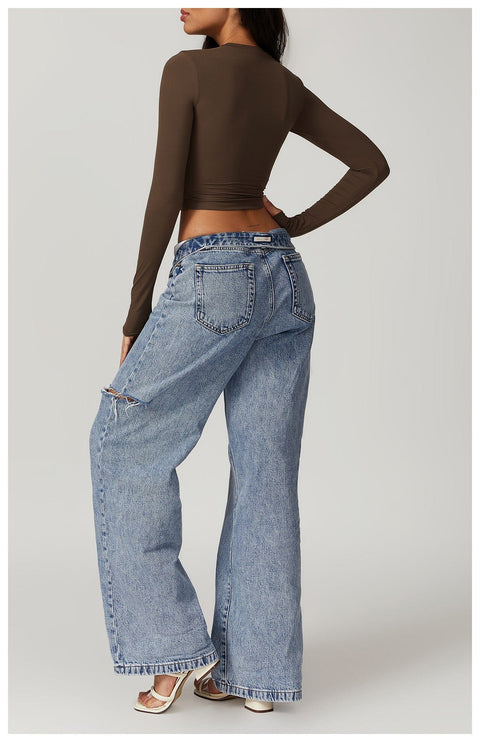 Top Gainant Manches Longues Sans Couture Pour Le Yoga - CurvyPower