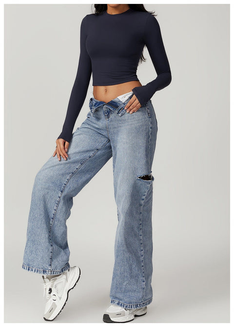 Top Gainant Manches Longues Sans Couture Pour Le Yoga - CurvyPower